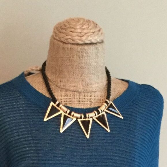 NEW Triangle choker rope bib statement necklace - Picture 1 of 5